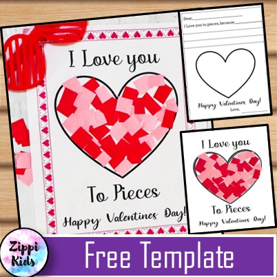 Valentines Day "I Love You to Pieces" (Free Printable template)