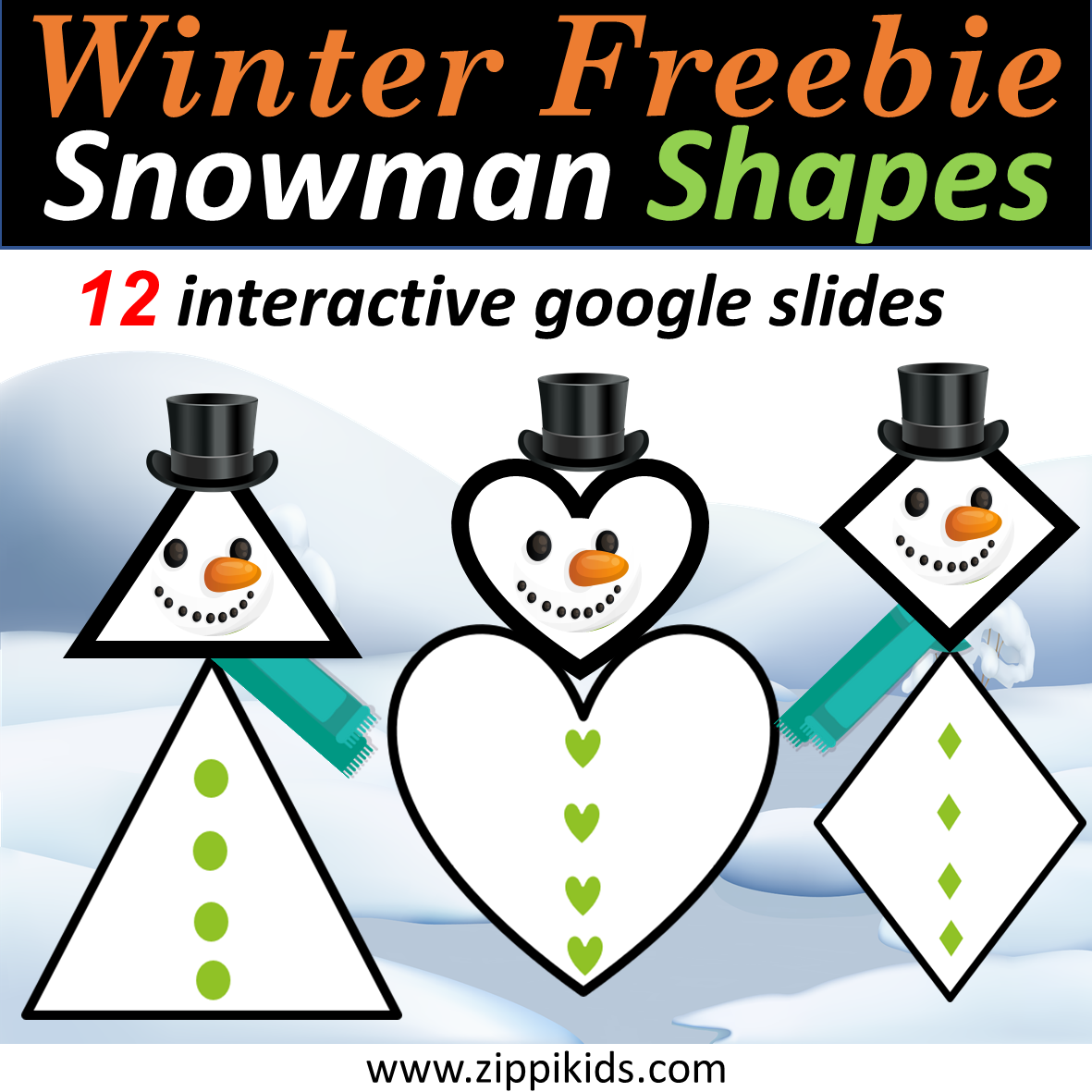 Snowman Activities, Digital Winter Snowman Shapes – Google / PowerPoint Slides