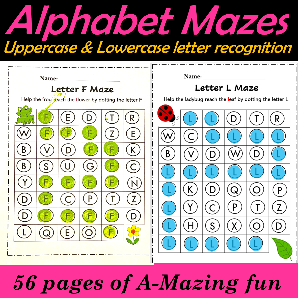 Alphabet Letter Mazes Letter Recognition Activities (NO PREP)