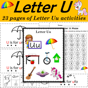 Alphabet Letter of the Week U Activities - Printable PDF