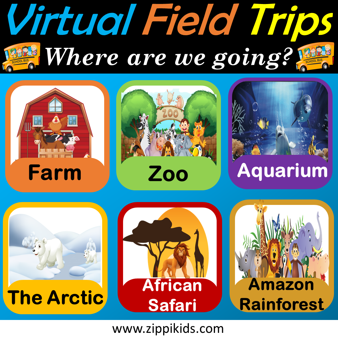 Virtual Field Trips - Set 1 | Animals | Fun Fridays - 38 Google Slides