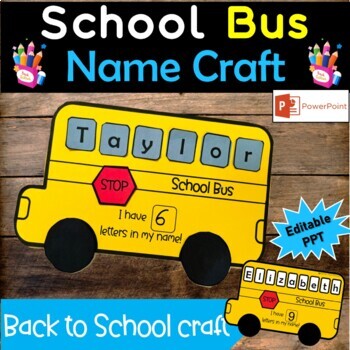 School Bus Name Craft, Back to School Activities, Kindergarten & Preschool