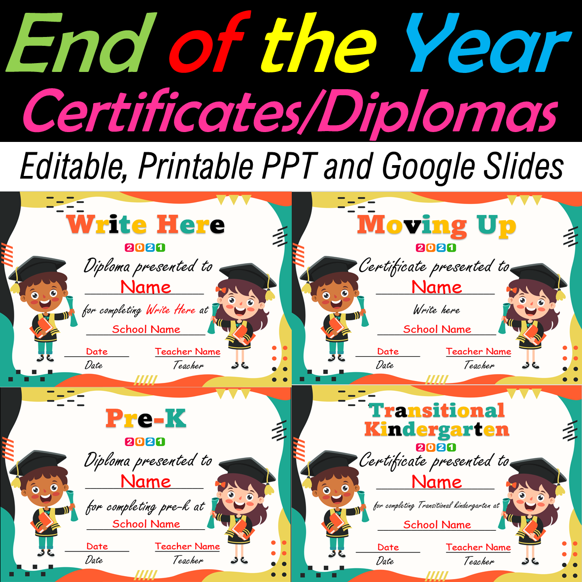 End of the Year Certificates/Diplomas | Google Slides and Printable | Distance Learning