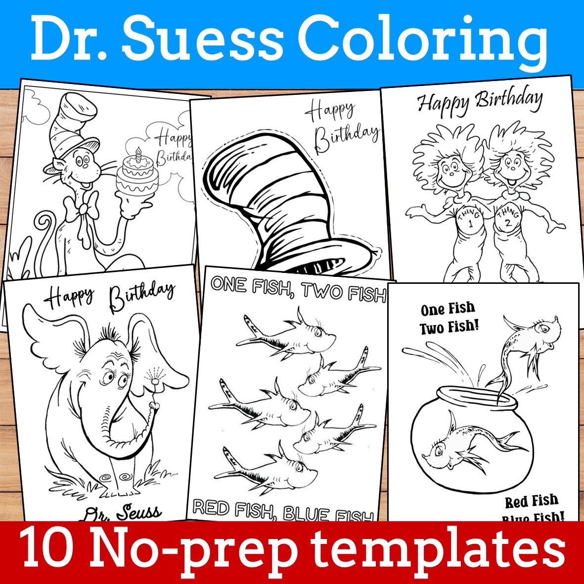 Dr. Seuss Coloring Pages for Read Across America Day - Printable Educational Activities