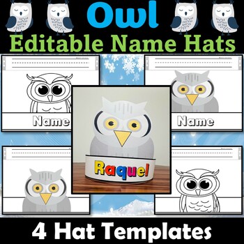 Snow Owl Hat Craft, Owl Name Hat/Crown Activities