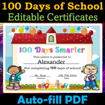 100 Days Smarter Certificate, 100 Days of School Activities