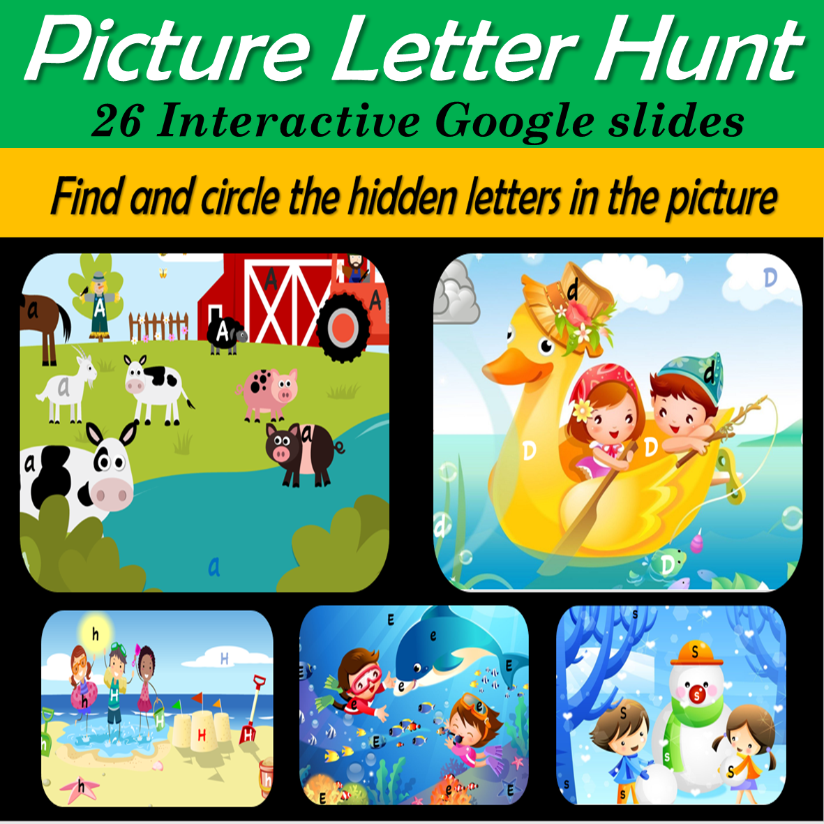 Virtual Hidden Alphabet Picture Search | Letter Recognition - 26 Google Slide