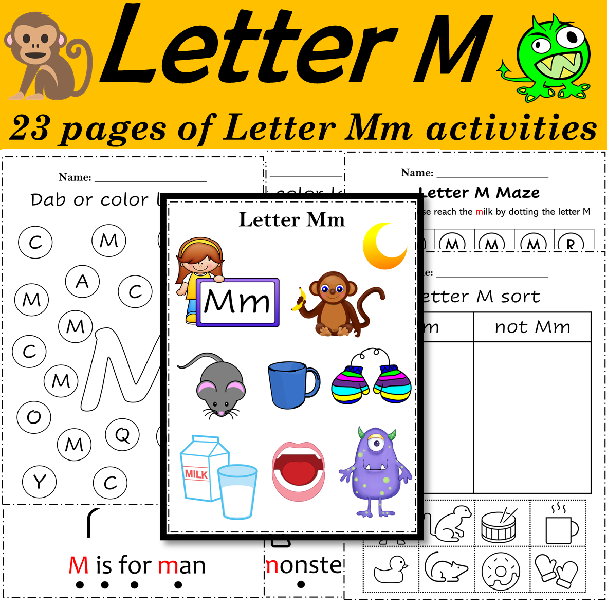 Alphabet Letter of the Week M Activities - Printable PDF