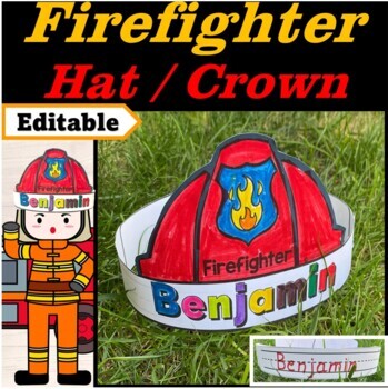 Firefighter Hat Editable Name | Fire Safety Week Craft | Firefighter Craft