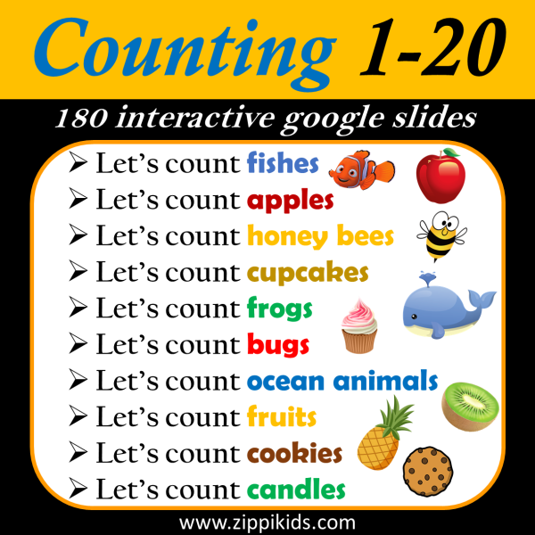Digital Number Counting Bundle (1 - 20) - 185 Google Slides