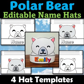 Polar Bear Hat Craft, Polar Bear Name Hat/Crown Activities
