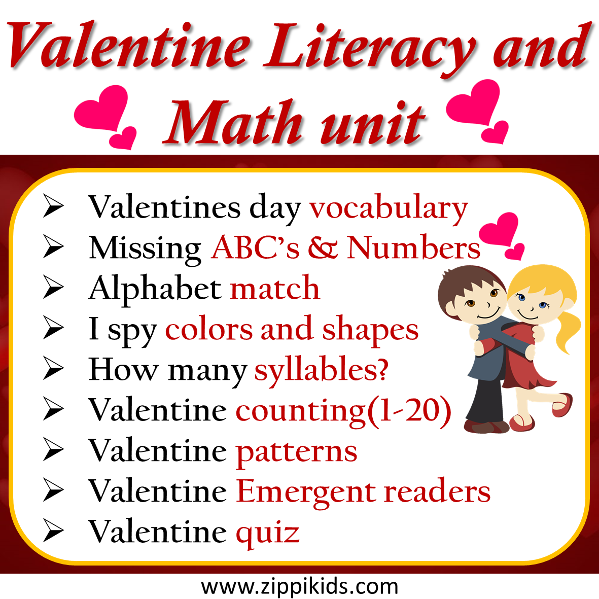 Valentine's Day Literacy and Math unit - 73 Google Slides/PowerPoint