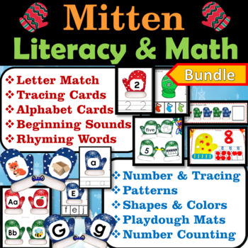 Mitten Literacy & Math Centers Task Cards, Mitten Activities