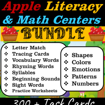 Apple Literacy and Math Task Card Centers for September | Back to School