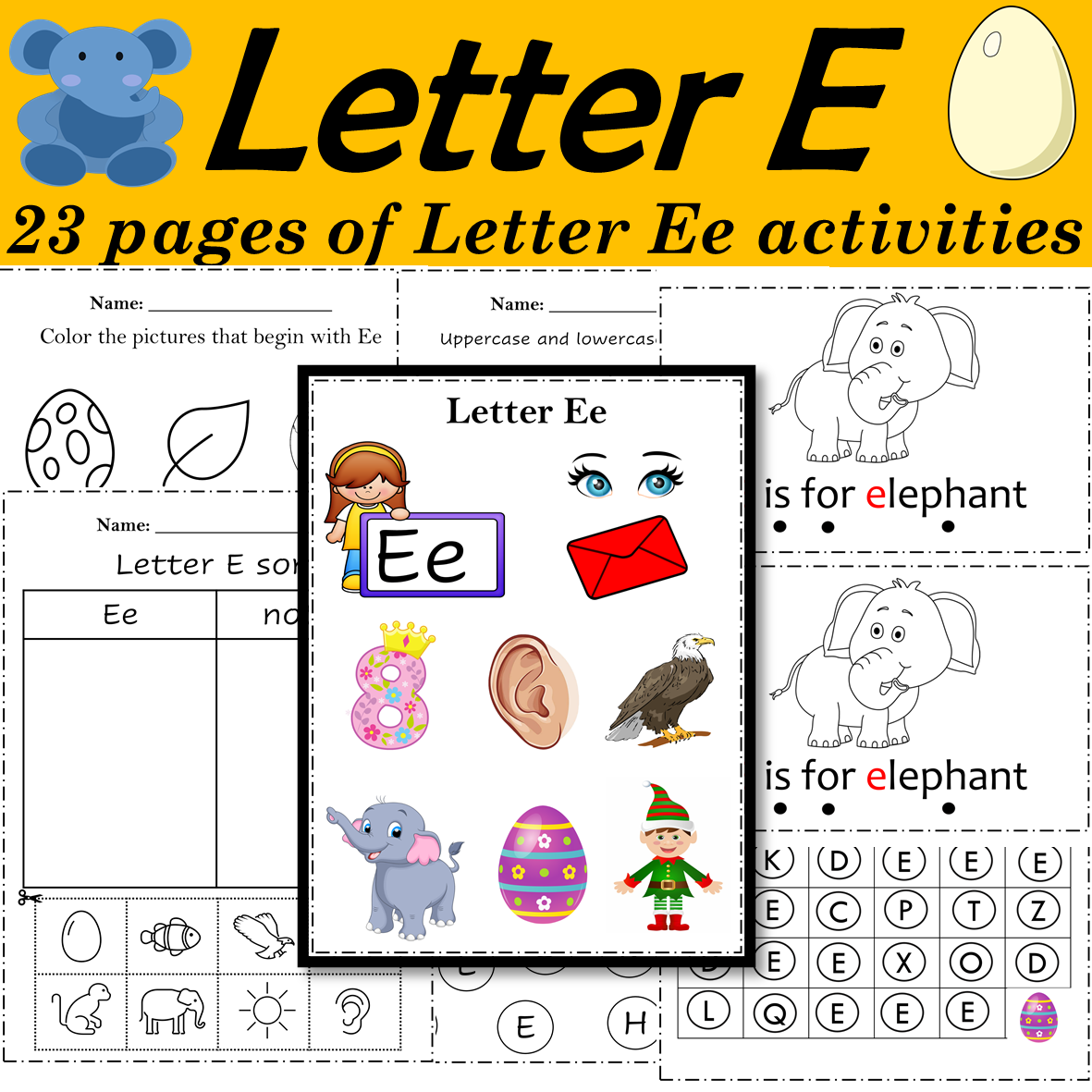 Alphabet Letter of the Week E Activities - Printable PDF