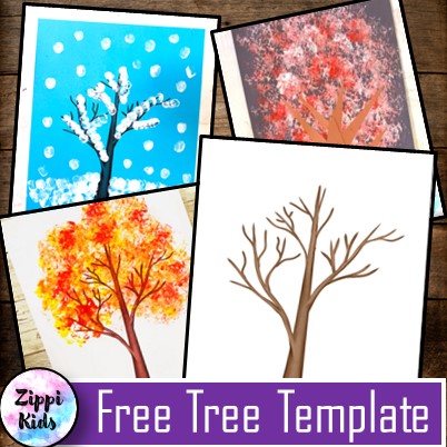 Fall Tree Template, Sensory color mixing art and science activity Printable