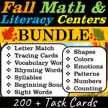 Fall Activities - Literacy and Math Centers for October | Pre-k & Kindergarten