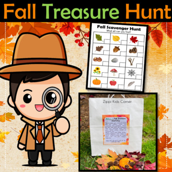 Fall Treasure Hunt Bag Label - Fall Scavenger Hunt - Fall Activities | Editable