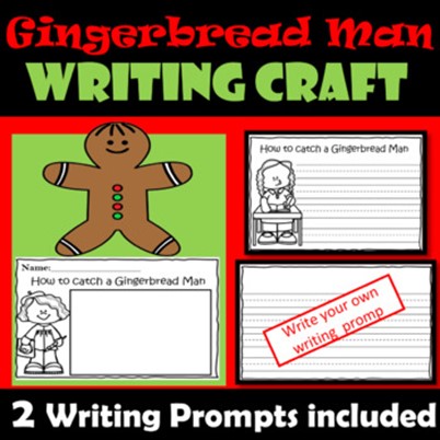 Christmas Writing Craft Activity, Gingerbread Man Writing, NO PREP