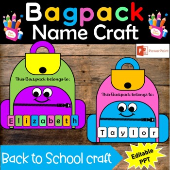 Backpack Name Craft, Back to School Activities Kindergarten & Preschool