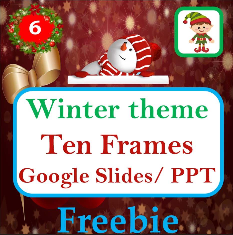Free Winter theme ten frames counting - 10 Google Slides
