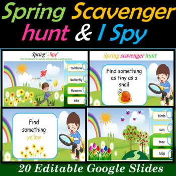 Spring Virtual Scavenger hunt, I spy Games| Fun Friday Party | Brain Breaks