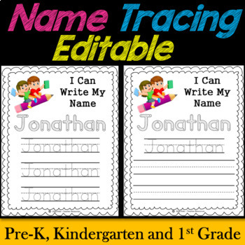 Back to School - Name Writing Practice #4- Name Tracing Activity (Editable)