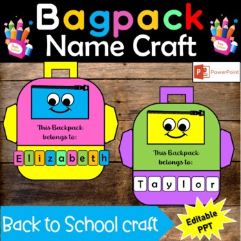 Backpack Name Craft, Back to School Activities Kindergarten & Preschool