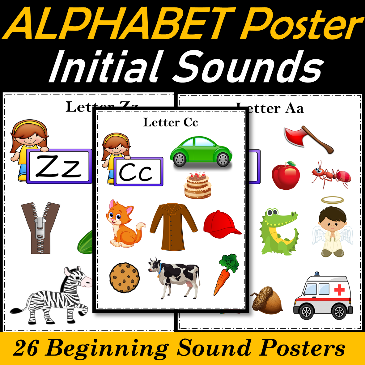 Phonics Posters, Alphabet Wall Charts: Phonemic Awareness & Phonics Activities