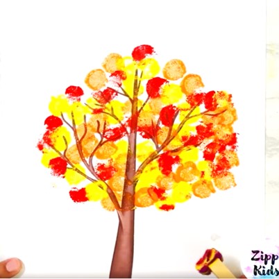 PomPom Fall Tree Art Process - Our Kid Things