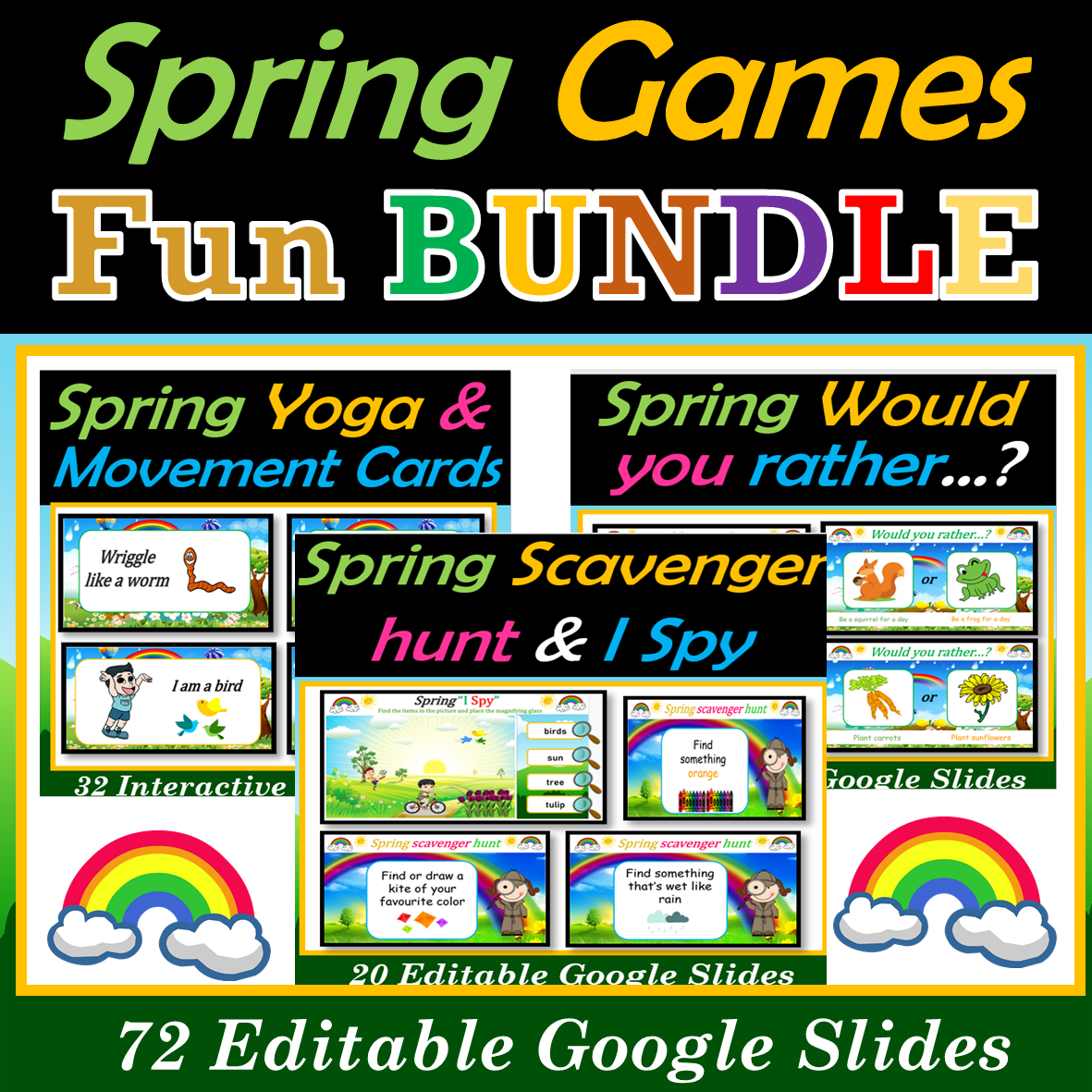 Spring Virtual Party Bundle | Games | Fun Friday | Digital - 70+ Google Slides