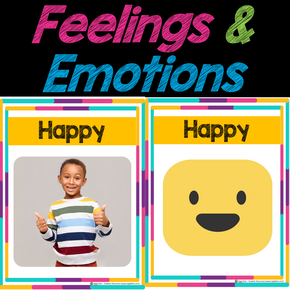 Feelings and Emotions Posters, Flashcards, Classroom Decor | Back to School