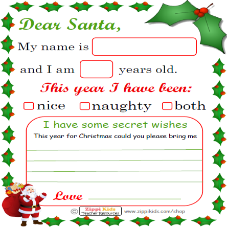 Letter To Santa Template With Envelope - Printable PDF