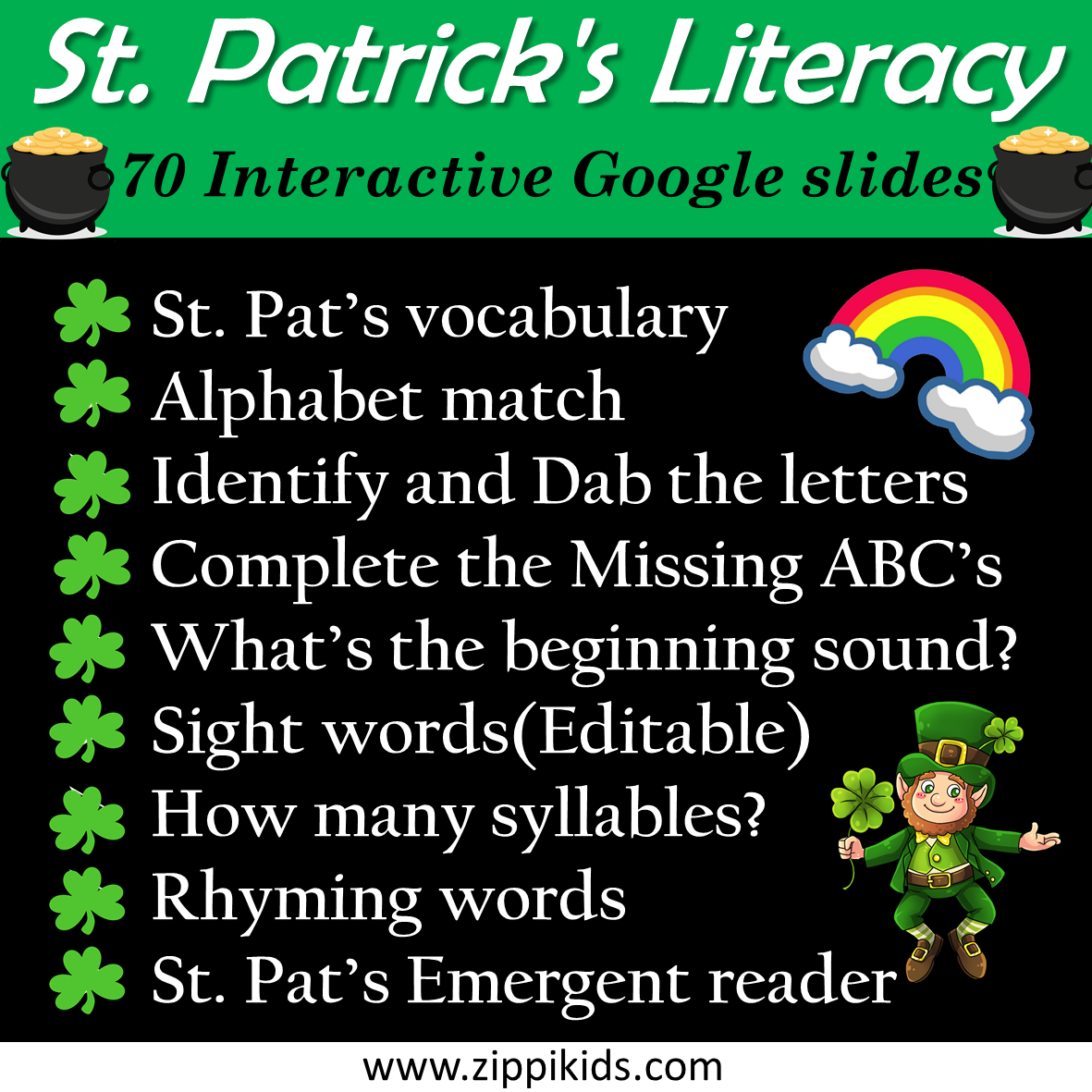 St Patrick's Day Literacy pack - 70 Google slides | Distance learning | Virtual