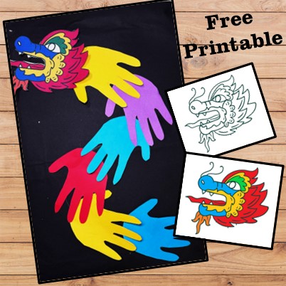 Handprint Dragon Craft FREE PRINTABLE for Chinese New Year