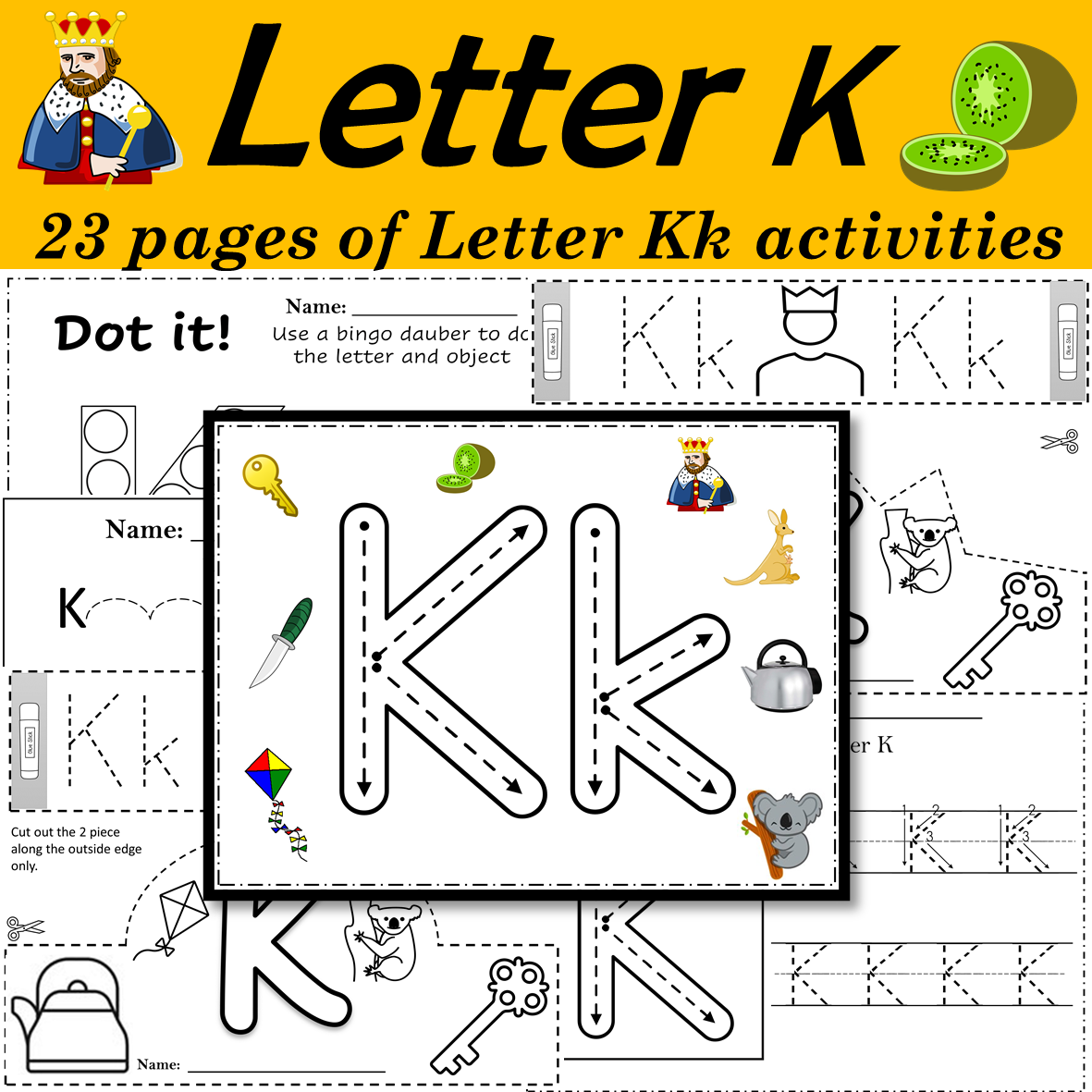 Letter of the week: LETTER K-NO PREP WORKSHEETS- LETTER K Alphabet