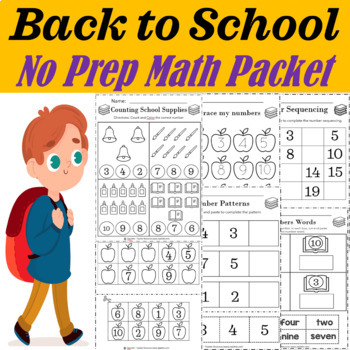 Back to School NO PREP Math Packet (Kindergarten and Preschool) - 86 Printables