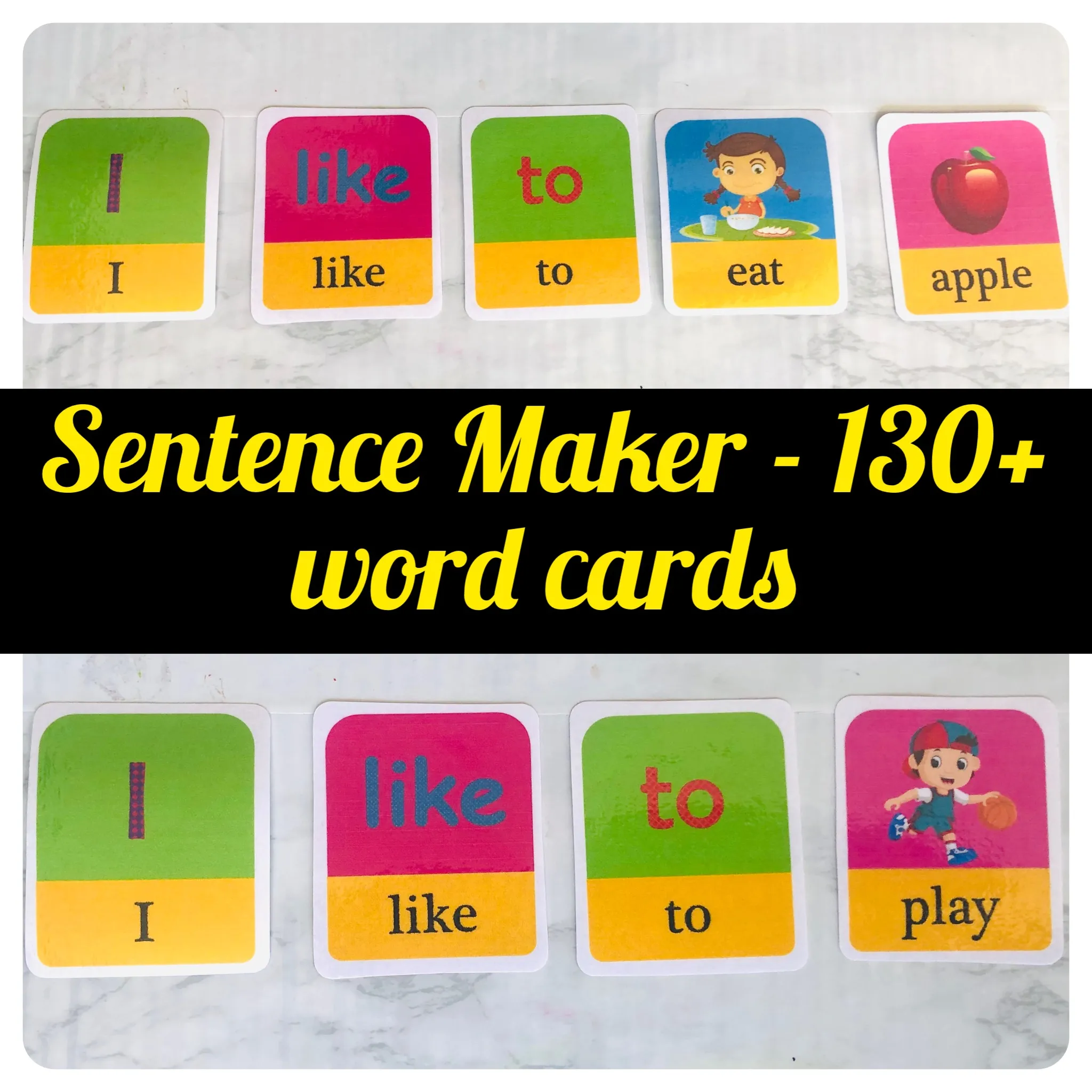 Early/Emergent Reader Game, Visual Sentence Maker, Pack of 130+ Word Cards
