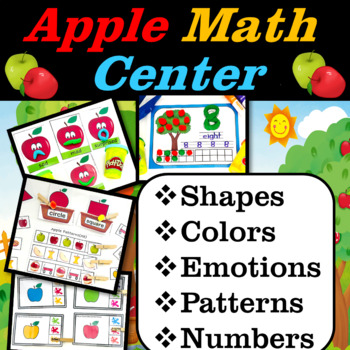 Apple Math Centers (Task Cards) for September for Preschool & Kinder, Back to School