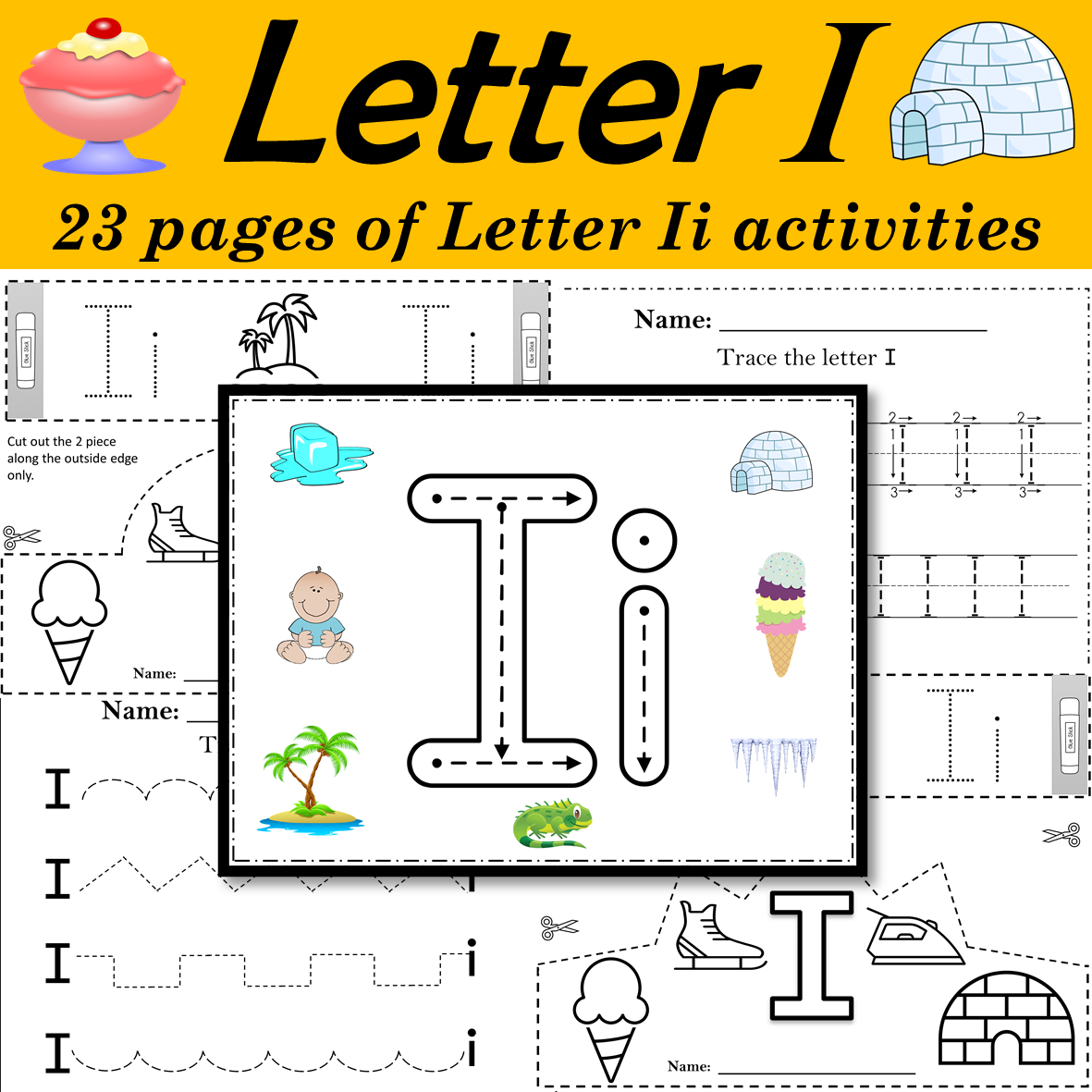 Letter of the week: LETTER I-NO PREP WORKSHEETS- LETTER I Alphabet Lore  theme