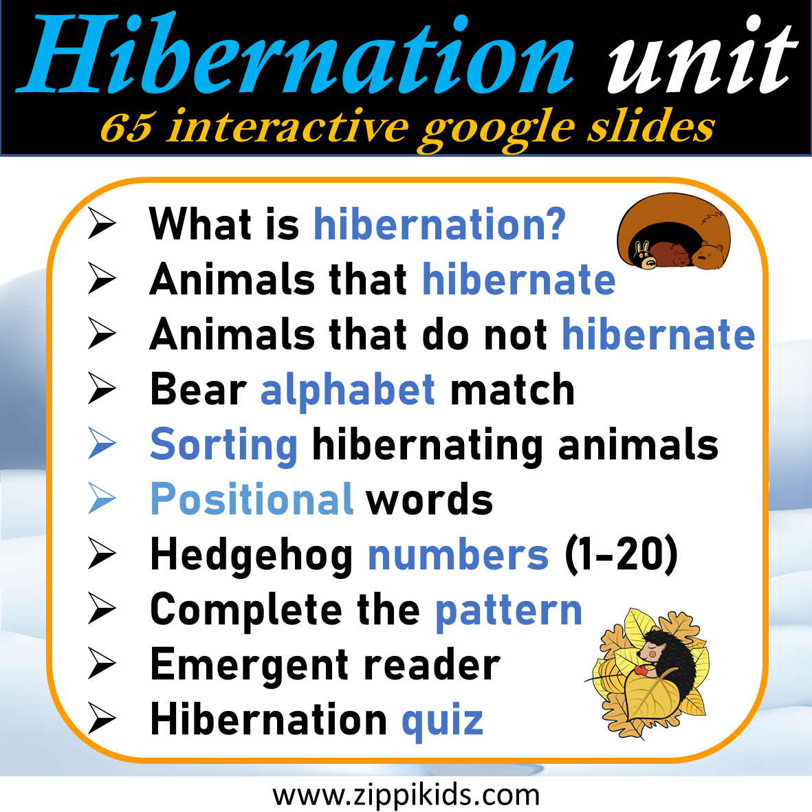 Virtual Hibernation Math & Literacy Unit, Winter Animals - 65 Google  Slides/PPT
