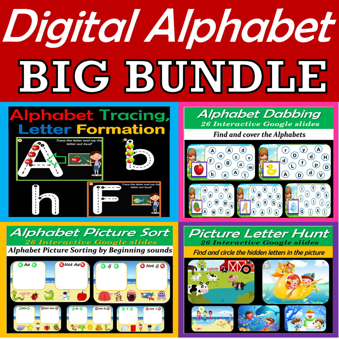 Digital Alphabet Activities | Letter Practice Distance learning -156 Google Slides