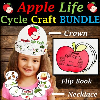 Life Cycle of an Apple Tree Craft Bundle, Apple Lifecycle Crown Hat, Necklace, Flip book