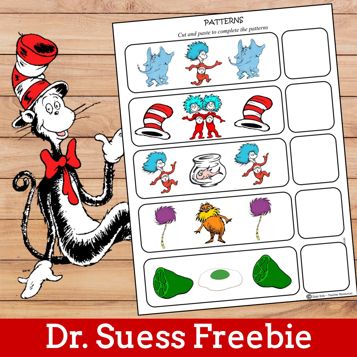 Dr. Seuss Free Printable Pattern activity for Read across America week