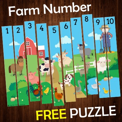 Farm Theme Number Puzzle - Free Printable