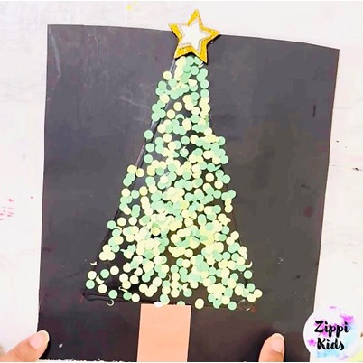 Construction Paper Christmas Tree Craft for Preschoolers