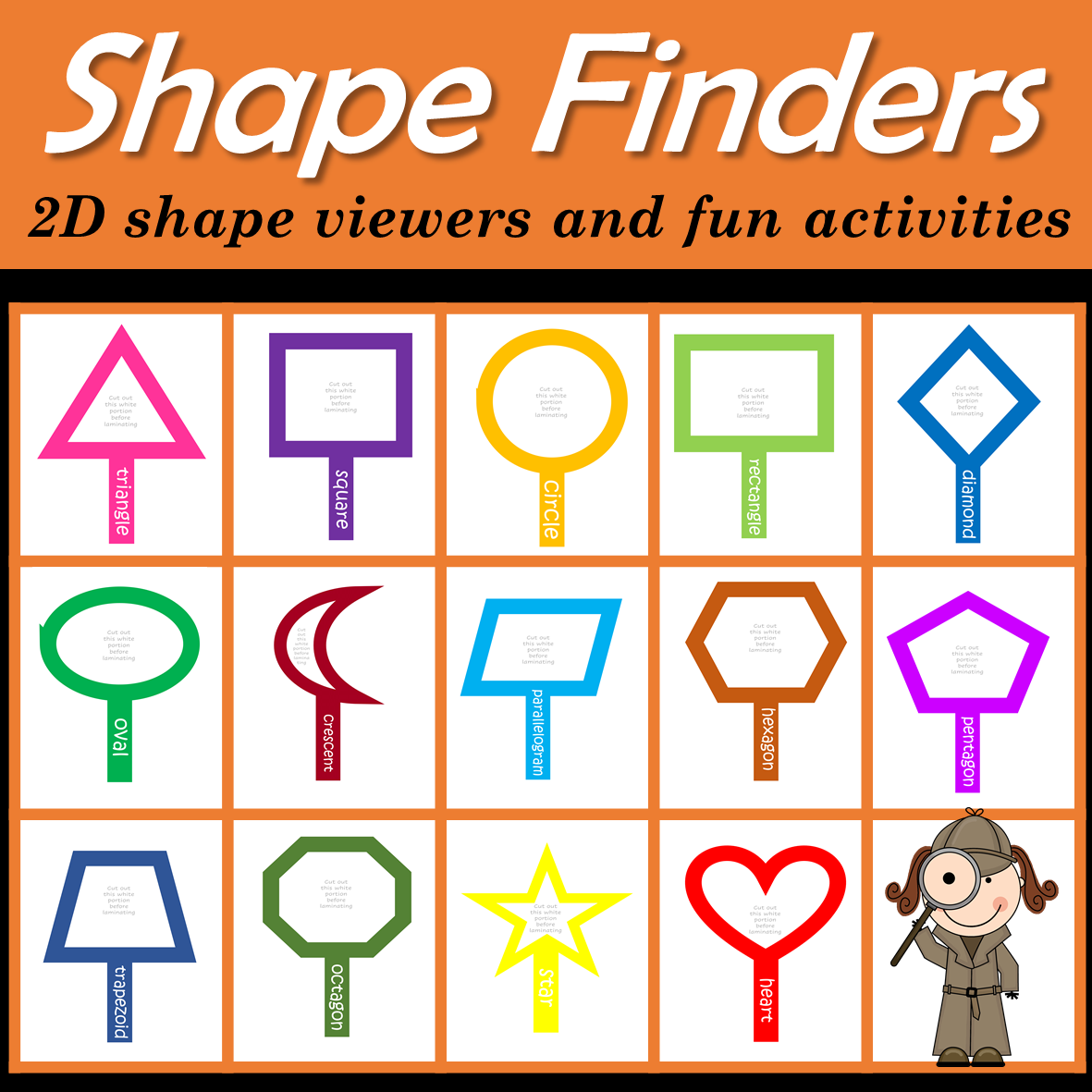 Shape Finders | I SPY 2D Shapes | Shape Detective Activity - 20 Printable pages