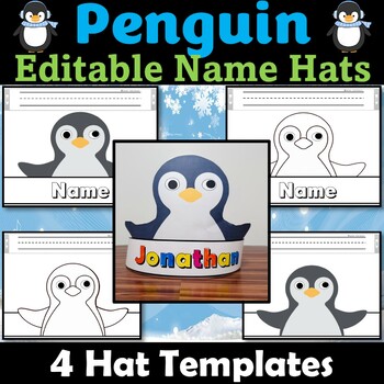Penguin Hat Craft, Penguin Name Hat/Crown Activities