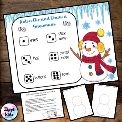 Roll a Die and Draw a Snowman Game