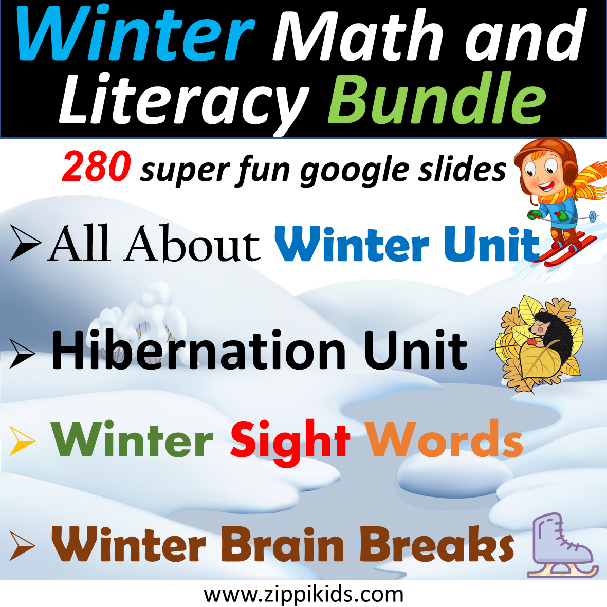 Winter Math and Literacy Bundle | January - 280 Google Slides/PPT